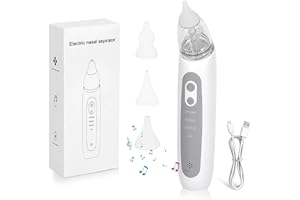 AZTCLIGHT Nasensauger Baby, 2025 Neueste Nasensauger Baby Elektrisch, 3 Stufen der Saugkraft Einstellbar, mit 3 Weichen Silikonspitzen, Integrierter Musik, Nasensauger baby Staubsauger, BPA-frei, Weiß