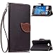 Produktbild Nokia / Microsoft Lumia 650 / N650 Lederoptik PU Leder Hülle (Frei 2 in 1 Ball Touch Pen) Natur Blatt Etui Magnetverschluss Stil PU-Leder Brieftasche [Standfunktion] Deckel Klapptasche Schale Flip Foliant Schützende Haut Hüllen Mit Wallet Kartenfach Magnetverschluss Standfunktion Handytasche Taljereep Lanyard Strap Tragen Folio Tasche Schutzhülle(Schwarz Color)