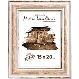 Echtholz Vintage Bilderrahmen „Toskana“ im rustikalen Shabby-Chic Look (weiss / braun), traditioneller Holz-Rahmen im Landhaus-Stil – natürlich schön! (24×30 cm) - 8
