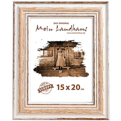 Echtholz Vintage Bilderrahmen Toskana im rustikalen Shabby-Chic Look (weiss / braun) - 9