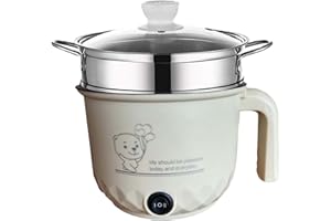 Qianly Pentola Elettrica, Pentola Multifunzione Piccola, Fornello Da Viaggio Portatile per Uso Domestico, Padella Elettrica Antiaderente per Tagliatelle, Cachi con vaporiera