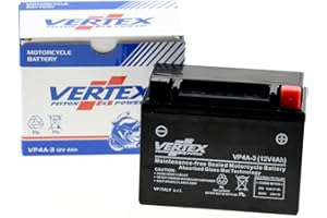 Vertex VP4A-3 Sealed AGM Motorcycle/Powersport Battery, 12V, 4Ah, CCA (-18) 60, Replaces: CB4L-B, YB4L-B Perfect battery for Motorcycle, ATV's, Personal Watercraft and Snowmobiles