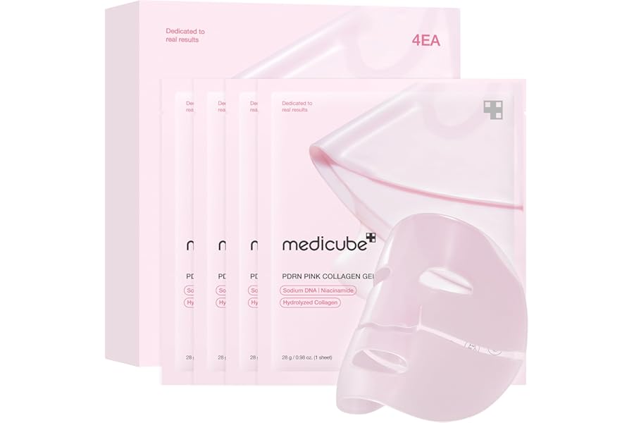 medicube Salmon DNA PDRN pink collagen jelly gel mask | overnight face mask for glass glow skin- elasticity, hydrating, firming and moisturising | korean skincare, 28g, 4ea