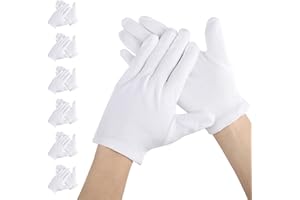 Segbeauty Guanti Bianchi Cotone, 6 Paia Guanti Cotone Dermatologici, Lavabili, per Ispezione, Mani Secche, Eczemi, Bellezza (M)