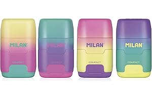 Sacapuntas milan compact sunset plastico 2 usos con goma de borrar colores surtidos
