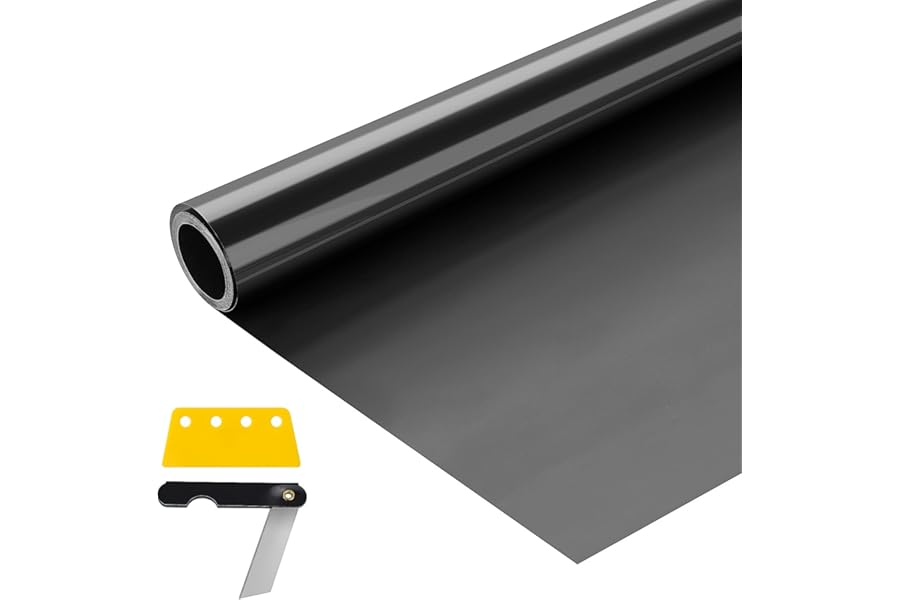 Trintion Car Window Tint Film 15% 6mx76cm Black Window Tint Film Roll Anti UV Heat-insulation Glare Tinting Dark Privacy Car Window Film