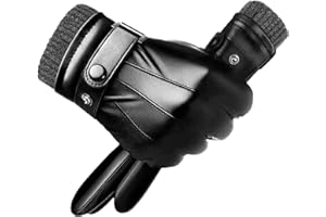 BDSHUNBF Męskie skórzane rękawiczki - czarne zimowe termiczne rękawiczki do ekranu dotykowego dla mężczyzn - ciepłe i stylowe męskie skórzane rękawiczki - skórzane rękawiczki