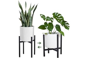 O'woda Soporte para Plantas de Hierro, Soporte de Maceta Expandible, para Exhibición de Flores, Estante para Interiores y Exteriores, 21-30 cm, Negro