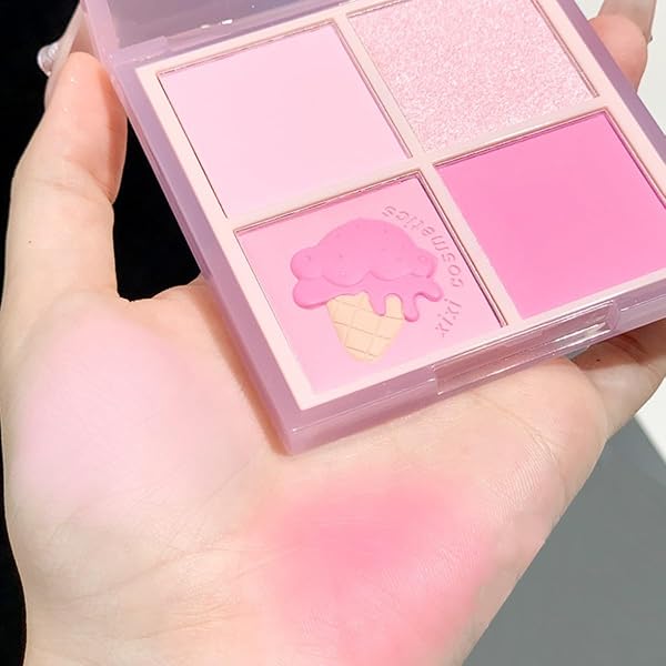 3-in-1 Rouge Palette – Mattes Blush-Puder In Rosa, Koralle & Pfirsich