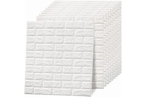 SALALIS 10 sztuk płyt ściennych z cegły, tapeta 3D, samoprzylepna tapeta 3D, ze sztucznej cegły, panel ścienny do salonu, sypialni, biały