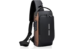 JIIJCAAC Anti-Theft Sling Bag for Men & Women – Secure Crossbody Bag with Password Lock & USB Charging Port, Waterproof Chest Bag for Hiking, Running, Travel