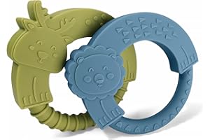 MCGMITT Massaggia Gengive Neonati, Senza BPA, Set da 2 Pezzi, Giochi Dentizione Dentaruolo Neonato, Anello di Dentizione per Animali in Silicone di 3 4 6 12 Mesi, Facile da Afferrare (Pack A)