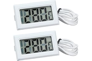 YUNSEITY Mini Termometro Digitale per Interni/esterni da 2 Pezzi con Sonda, Monitor Elettronico della Temperatura, Termometro per Congelatore, per Acquario, Frigorifero, Incubatrice, Ecc(Bianco*2)
