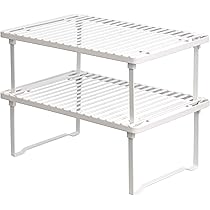 simplywire – Kitchen Cabinet Organizers - Set Of 2 Storage Racks – White Plastic Coated Steel