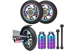 ALUSCOTA Ruote di ricambio per scooter, 100 mm, 2 pezzi, 100 mm, con cuscinetti ABEC-9, in alluminio, 88 A, per Apollo Albott Fuzion (Grind Peg)