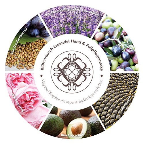 Lavendel Hand & Fuß Maske, 50 ml Tube, regenerierende Intensivpflege für sehr trockene und rissige Haut, vegan, zertifizierte Naturkosmetik ohne Mineralöl - 3