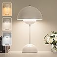 ZOOPEEN Modern Flowerpot Cordless Table Lamp,5200mAh Rechargeable Battery Operated Mushroom Light,3 Color Stepless Dimmable,Portable Bedside LED Desk Lamp,Perfect for Bedroom/Restaurant(White)