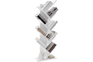 VASAGLE Libreria Scaffale ad Albero a 9 Ripiani, Salvaspazio, Libreria Verticale, per Camera da Letto Soggiorno Studio Ufficio, Bianco Nuvola LBC11WTV1