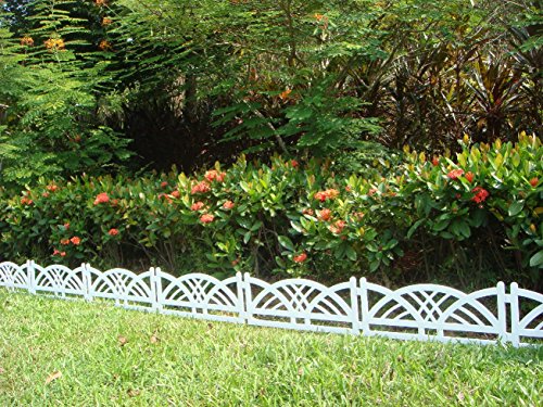 Französisches Flair im Garten mit diesem Zaun in weiß im Set zu 2,40 m Rasenkanten Beeteinfassung Palisade Beetumrandung Zierzaun Gartenzaun - 3