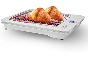 SOGO Tostadora de Pan Plana Horizontal 700W con Resistencias de Cuarzo - Tostador de Pan y Bollería para 4 Rebanadas - Tostado Uniforme con 7 Niveles, Bandeja de Migas Extraíble y Diseño Moderno