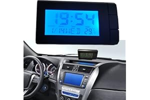 Umisu Car Temperature Clock LCD Thermometer Dashboard Backlight Digital Night Clock Temperature Display Time for Truck