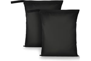 AOOSA 2PCS Bolsa Impermeable Piscina, 40x50cm Laundry Bag con Asa y Cremallera, Bolsas Ropa Sucia Viaje Mojada Piscina, Organizador para Trajes de Baño, Gimnasio y Playa (Negro)