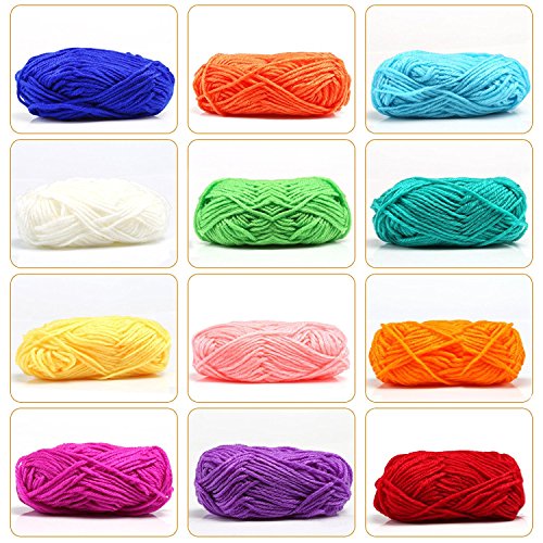 LIHAO 12x15g Strickwolle Handstrickgarn Häkelgarn Acryl für Doppelt Stricken Häkeln und Kunsthandwerk – 12 Farben - 2
