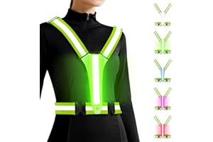 DN DENNOV Gilet Catarifrangente a LED, Fascia Riflettente 360° con Luce ultrabrillante, Ricaricabile Via Type-C, autonomia Luminosa Fino a 20 Ore, Taglia/Spalle Regolabili per Donne e Uomini