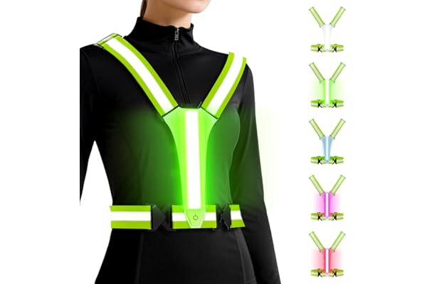 DN DENNOV Gilet de sécurité LED, Rechargeable par USB - Gilet réfléchissant pour vélo Gilet de sécurité de Course à Pied pour Hommes et Femmes, 3 Modes, pour Le Jogging, la randonnée et Plus Encore