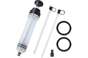 KBRAKSI Seringue a Huile 200ML Huile Aspiration Seringue Pompe Extraction Liquide de Frein Extracteur De Liquide De Frein avec 2 Tuyaux et Une Paire D'anneaux en Caoutchouc de Rechange