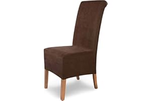 ‎SH SCHEFFLER-HOME LIVE HOMESTYLE SCHEFFLER-Home Stuhlhussen Leon Braun/elastische Wildleder Hussen für Stühle/robuste Freischwinger Hussen/Stuhlhussen Stretch & Lederoptik/Stuhl Hussen waschbar