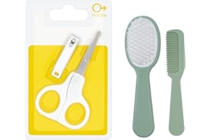 TINY TO TOTS BABY TO TODDLER Baby Brush & Comb Set Including Scissors and Clipper Tiny to Tots 0M+ Babies, 100% BPA Free Grooming Kit, Essential Basics Set Accessories, Brush/Comb (Teal)
