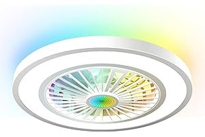 MILFECH 75W Deckenventilator mit Beleuchtung, Ø54CM Deckenleuchte mit Ventilator Fernbedienung,3000K-6500K,RGB-Lichter,6 Windstufen,Timer,Speicherfunktion,lampe mit ventilator für Wohn,Schlaf(Weiß)