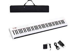 COSTWAY 88 klawiszy klawiatura dla dzieci, cyfrowy keyboard, fortepian elektryczny, 128 rytmów / 128 tonów/Bluetooth/głośnik / 20 demo, nadaje się dla dzieci i dorosłych (biały)