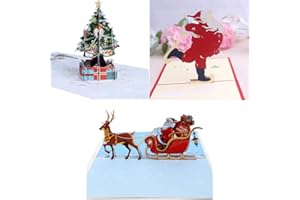 CYTECEDX Kartki z życzeniami 3D na Boże Narodzenie z kopertą, zestaw 3 sztuk, kartka bożonarodzeniowa 3D, kartka z życzeniami dla dzieci, kobiet i mężczyzn