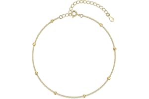 Loutade Silver Anklets for Women, 925 Sterling Silver Ankle Bracelet, Adjustable Beach Barefoot Foot Chain, Summer Holiday Silver Ankle Chain, Classic Women's Star Anklets Beach Jewellery for Girls