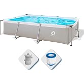 Avenli Rectangular Pool with Structure, Grey