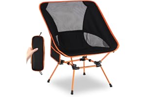 JR JUMIAR Ultralight Portable Camping Chair, Lightweight Camping Chair for Outdoor, Folding Camping Chair with Carry Bag and Side Pocket, Sturdy and Durable Camp Chair, Hiking, Picnic, Fishing - Orange