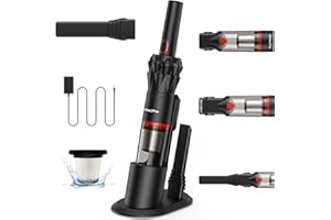 ‎AKITAS Akitas Pro H2 Handstaubsauger,Handstaubsauger Akku - 0,5 kg, ultraleicht, bis zu 26 Minuten Laufzeit, für Auto, tragbarer Mini-Staubsauger mit Ladestation und Werkzeug-Set