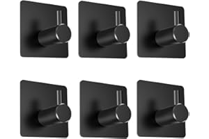 Ganci Adesivi, LYLIN Gancio Adesivo Appendi Portasciugamani in Acciaio Inox, Appendiabiti da Parete Autoadesivo per Cucina e Bagno (Nero 6Pcs)