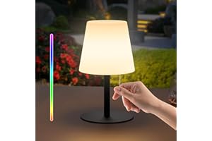 ‎UUFFOO Led Tischlampe Outdoor,Led tischlampe kabellos für Außen 8 Farben mit Warmweiß Farbwechsel Dimmbar,Led tischleuchte kabellos IP44 Wasserdicht für Innen/Außen Schlafzimmer（Lampenschirm A,Schwarz）