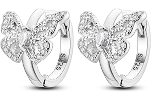 NARMO Pendientes femeninas 925 pendientes de corazón de plata esterlina,Pequeños pendientes de estrellas y luna,Joyas Regalos de Cumpleaños para Mamá Esposa