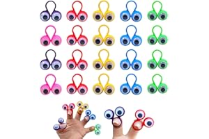 OGLYMRA 20 Pièces claque doigt, marionnettes à doigts, Jouet coloré de Doigt d'oeil de Google, marionnette de Doigt d'yeux Jouet de faveur de Sac de fête pour la fête d'halloween d'anniversaire d'enfants