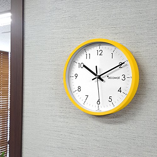 Decowall DSH-M22Y Nicht Tickende Stille Metall Wanduhr Modern für Wohnzimmer Küche Büro (Gelb, 22.5cm) - 5