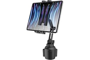 Oilcan Porta Tablet Coche Portavasos, Soporte Tablet Coche Taza con Brazo Regulable en Altura, Car Cup Holder Mount para iPad Pro Air Mini, Galaxy, Lenovo, Huawei, iPhone, Móvils y Tabletas 4~12,9"