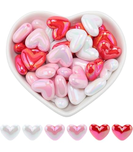720 pezzi di perline a forma di cuore in acrilico color