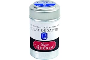 JACQUES HERBIN Herbin 20116T - Une boite de 6 cartouches d'encre pour stylo-plumes et stylos roller (produit sans emballage - objectif zéro déchet), Eclat de saphir