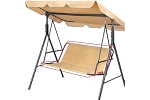 WINGFLY Funda de Asiento de Jardín para Columpio de Jardín, para Silla Mecedora de Jardín, Fundas para Silla de Jardín, 2 y 3 Plazas (138 x 50 x 50 cm), Color Beige