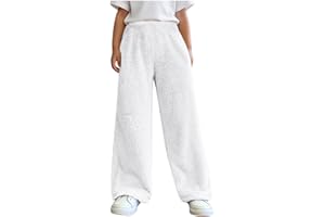 MEIHAOYIT Mädchen Baggy Hose Winter Plüschhose Unisex Thermohose Elastischem Bund Freizeithose Dicke Latzhose Essentials Jogginghose Warm Trainingshose Loose Hosen mit Tasche 4-15 Jahre