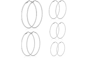 MBAIYO 5 par ringörhängen i rostfritt stål, rostfritt stål cirkel silver ring brosk guld silver tunn överdimensionerad örhäng
